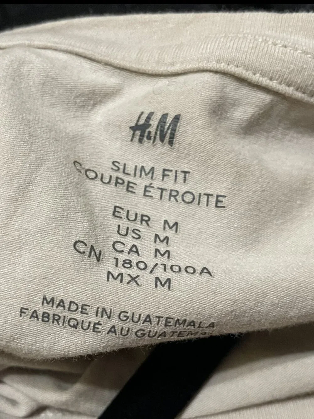 H&M Men’s Slim Fit T-Shirt Size M – Beige – Casual Basic Tee